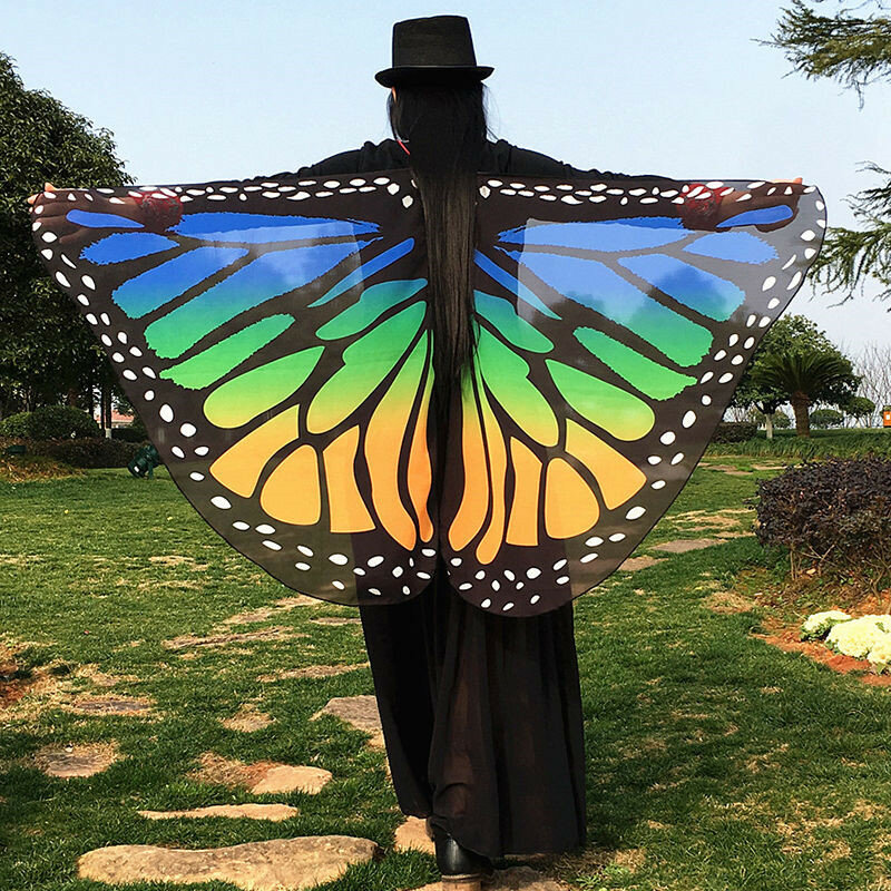 7 가지 색상 여성 스카프 파시미나 나비 날개 케이프 공작 목도리 랩 선물 귀여운 참신한 프린트 스카프, 파시미나