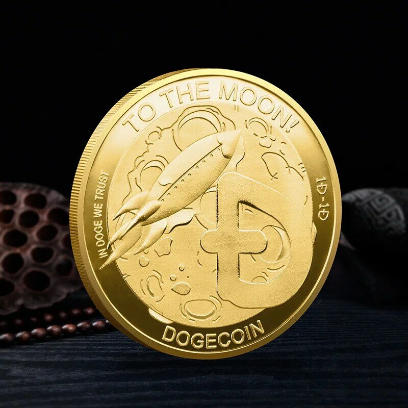 Hohe Qualität Dogecoin Zum Mond Souvenir Überzogene Gold Silber Gedenkmünze WOW Muster Sammlerstücke Münze