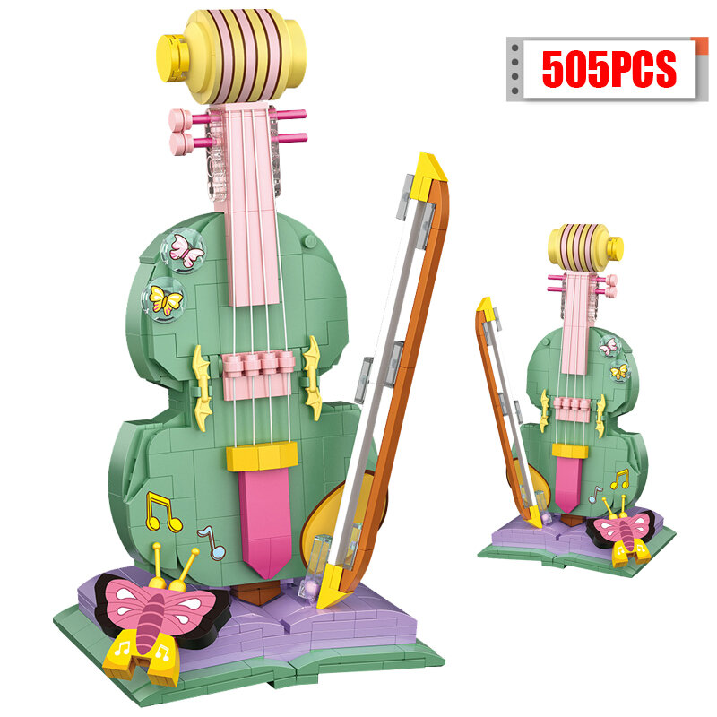 505 قطعة آلة موسيقية صغيرة مدينة البيانو اللبنات الكمان الطوب الأصدقاء DIY بها بنفسك ألعاب تعليمية للهدايا الفتيات