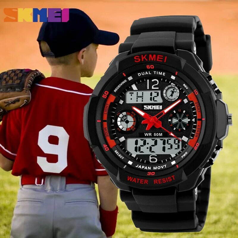SKMEI 어린이 스포츠 시계 패션 LED 석영 디지털 시계, 소년 소녀 키즈 50M 방수 손목 시계 1060