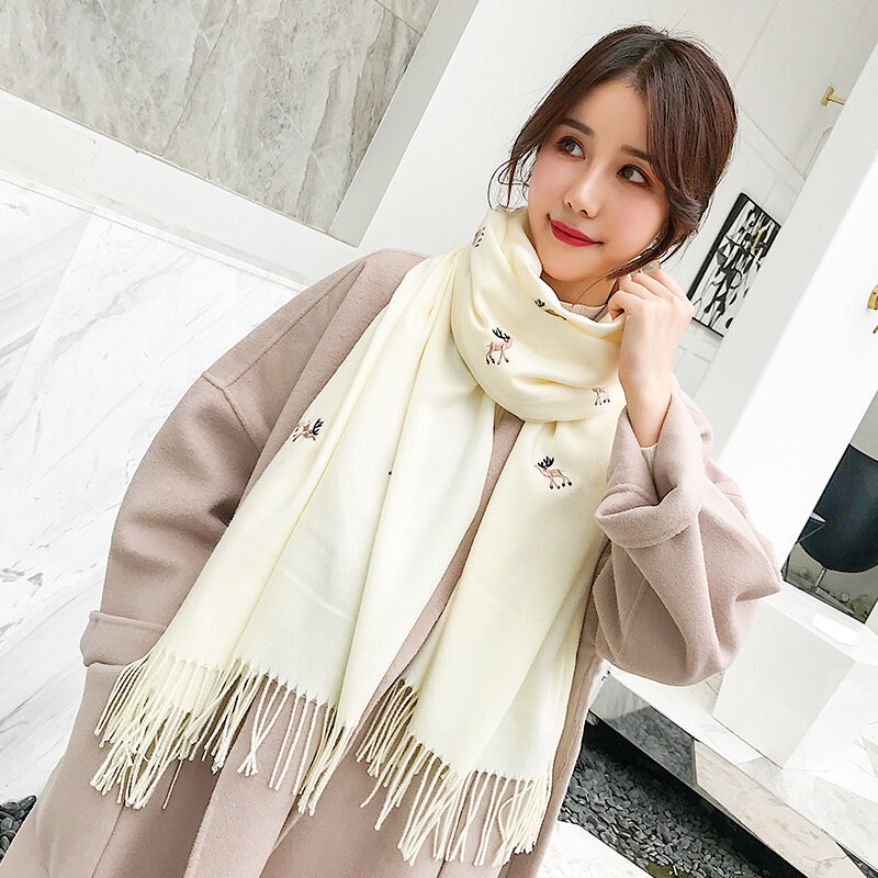 Scarf Women Autumn and Winter New Long Imitation  Cashmere Scarf Ladies Shawl Warm Wild Dual-use High-end Luxury Brand Scarf