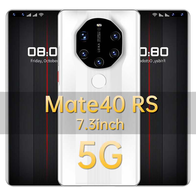Huav mate40 rs versão global 7.3 Polegada tela smartphone 16gb 512gb 6800mah snapdragon 888 24mp 50mp reconhecimento facial da câmera