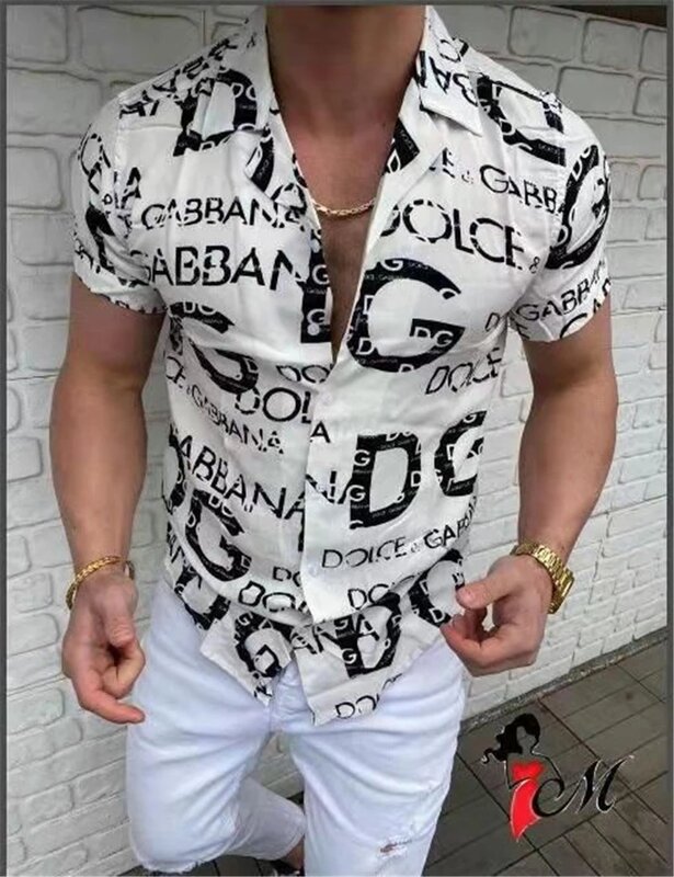 2021 Hot Sale Lente Zomer Mannen Kleding Casual Mode Gedrukt Shirt Tops Single-Breasted Vest Korte Mouw mannen
