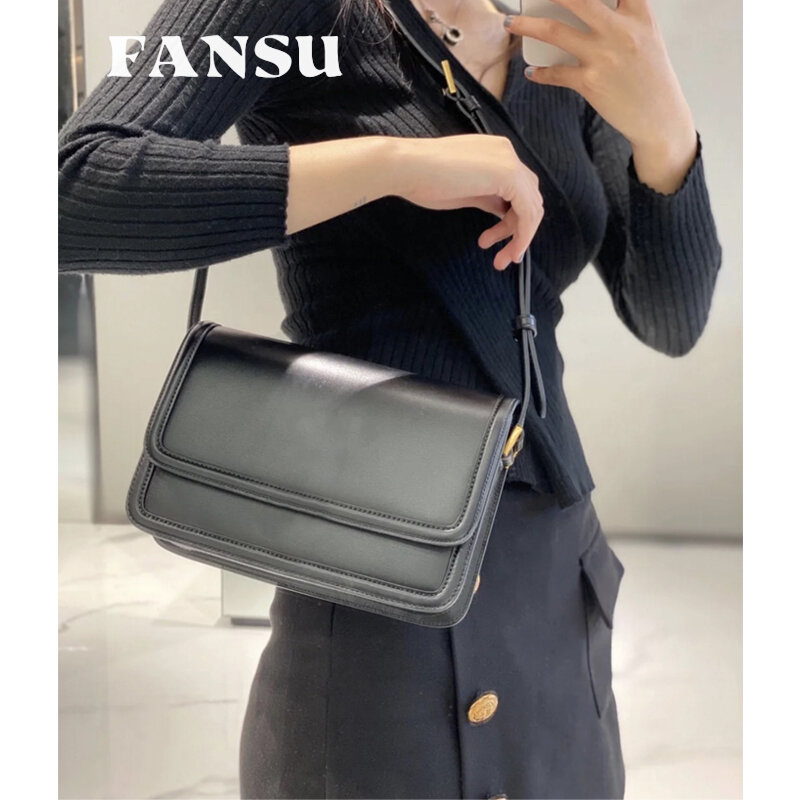 FANSU-Bolso pequeño cuadrado para mujer, moderno, sencillo, clásico, con tapa, bolso de hombro tipo bandolera