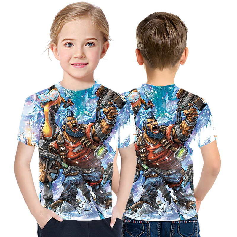 男の子と女の子のための3DプリントTシャツ,漫画の原宿Tシャツ,子供のためのファッショナブルな半袖カジュアルTシャツ
