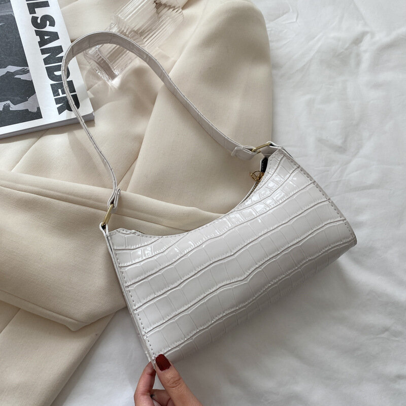 2021 moda requintado retro casual totes bolsas de ombro feminino couro cor sólida corrente bolsa de compras para mulher