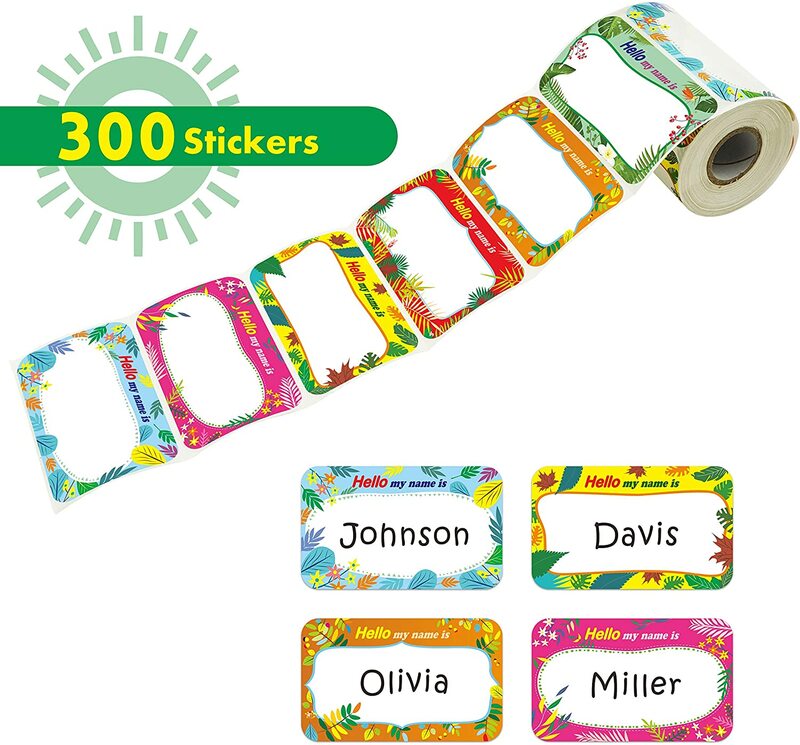 2.2x 3.5'' Name Tag Stickers 300 Pcs Customize Waterproof Personalized Adhesive Labels Children Stationery Animal Tag Sticker