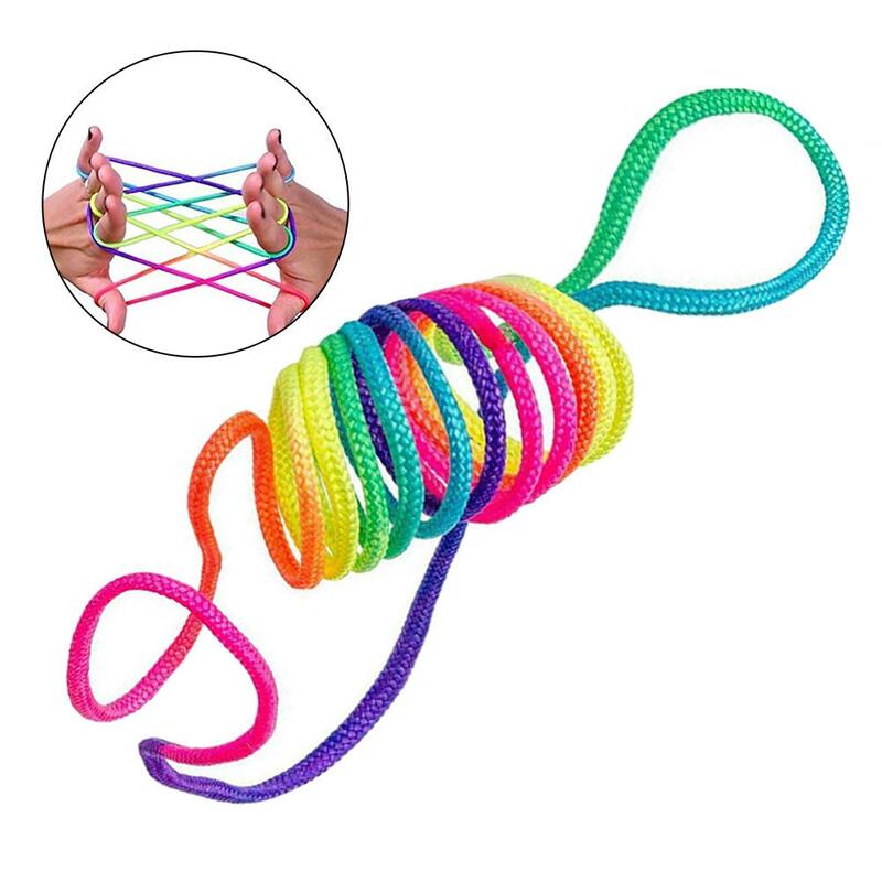 Corda colorida arco-íris para crianças, jogo com 2 ou 5 peças cordas de dedos coloridos, quebra-cabeças educacional para desenvolvimento