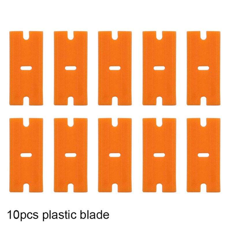 1.5 "Pengeruk Pisau Cukur Plastik dengan 10 Buah Pisau Plastik Bermata Ganda untuk Menghapus Stiker Label Mobil Stiker Lem Pada Jendela Kaca