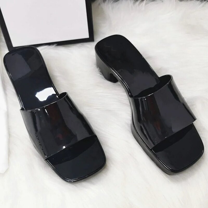 Ollymurs New Summer Runway Jelly Luxury Slides Women Platform HIgh Heel Sandals Mules Shoes Women Zapatos Mujer