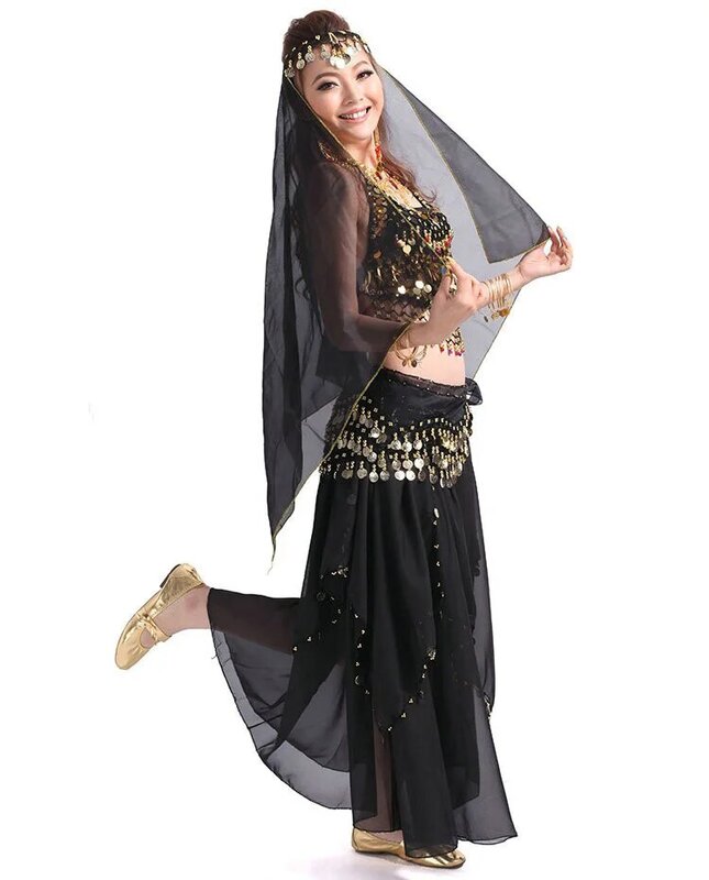 4 pçs/set Conjuntos Egípcio Egito Dança Do Ventre Traje Traje de Dança Do Ventre Traje Indiano de Bollywood Vestido Vestido de Dança Do Ventre
