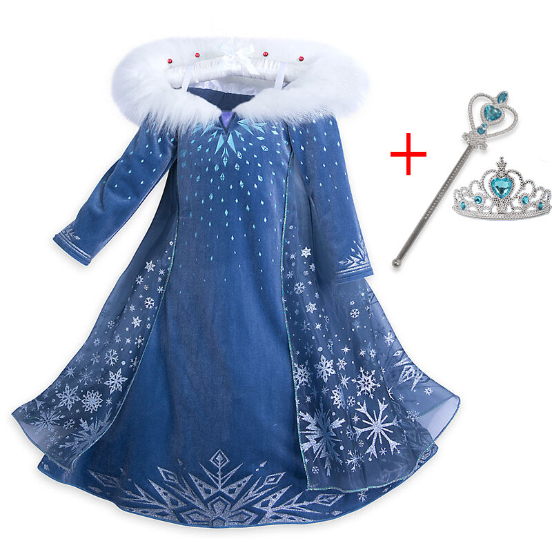 Платье принцессы Эльзы для девочек, платья для косплея, зимние костюмы для детей, платье принцессы, Disfraz, карнавал, Vestidor Robe Infantil