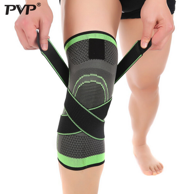 PVP 1 sztuk 3D tkania pod ciśnieniem Fitness Running kolarstwo bandaż wsparcie kolana szelki elastyczny Nylon sport kompresji Pad rękaw