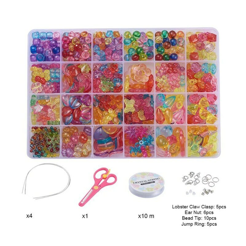 Kinder Handwerk Liefert 1Box Multi Farbe Acryl Perlen Handgemachte Materialien L41B
