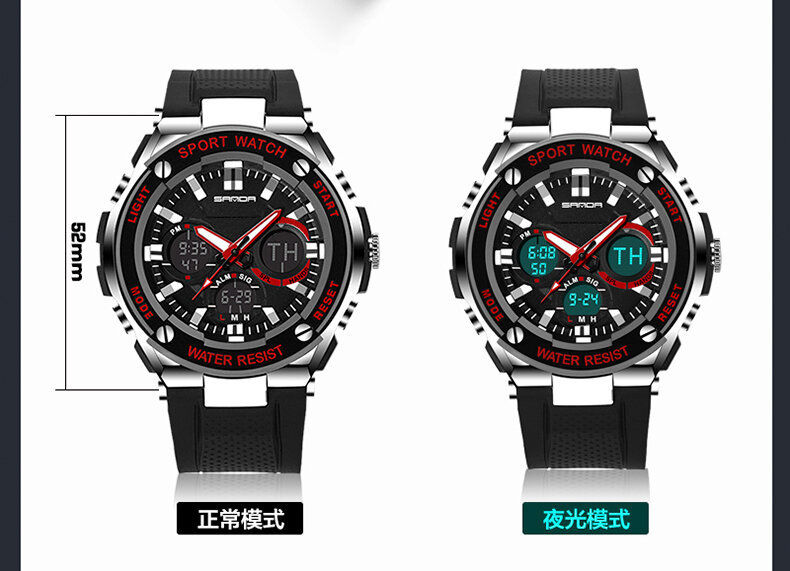 Sanda 733 Sport Horloge Mannen Militaire Horloge Waterdicht Top Merk Luxe Datum Kalender Digitale Quartz Horloge Relogio Masculino