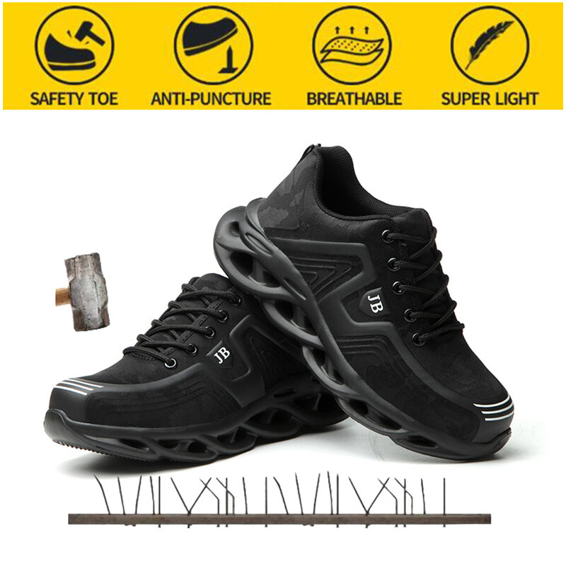 Sepatu Keamanan Anti-tindik Baru untuk Olahraga Pria Sepatu Kerja Perlindungan Keselamatan Bersol Lembut Tahan Aus Olahraga Antitindik