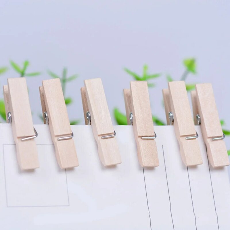 50Pcs 25mm Mini Natural Wooden Clips Photo Clips Clothespin DIY Wedding Party Craft Decoration Clips Pegs