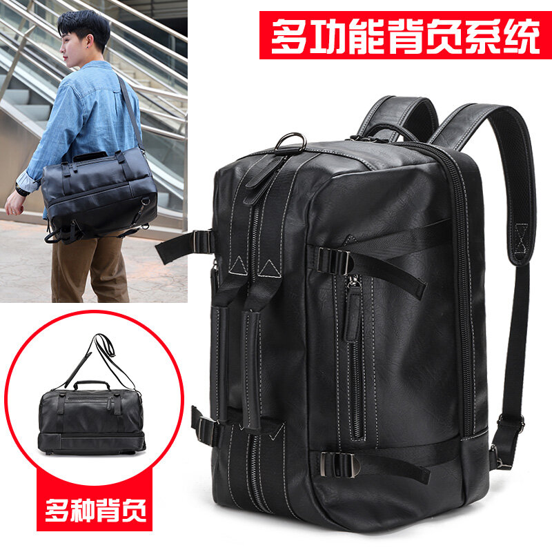 YILIAN Men's leather backpack Men's large anti-theft Pu backpack laptop bag boys college men's business shoulder bag