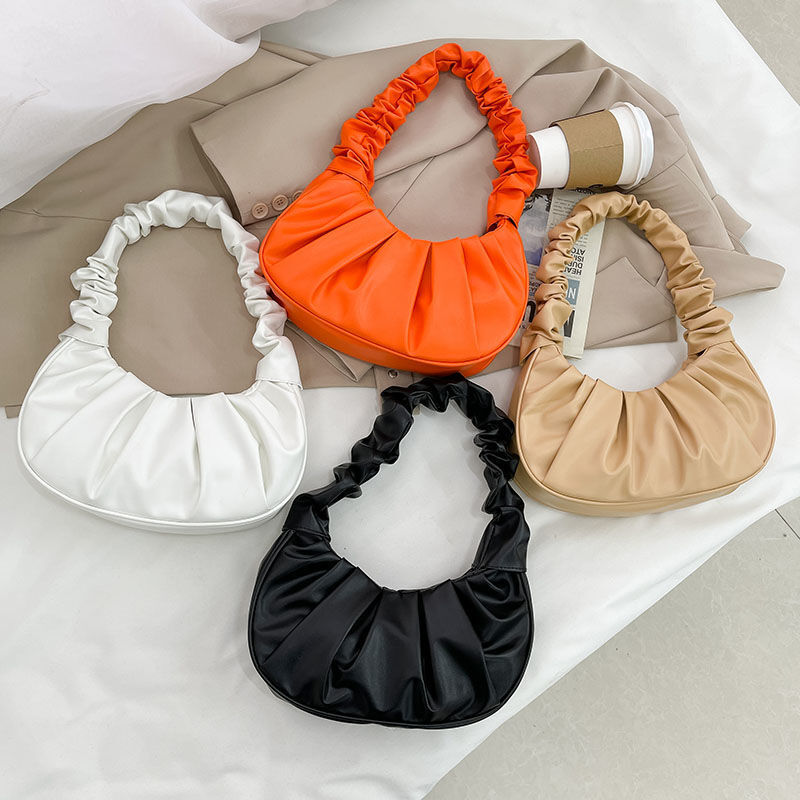 Wolke Falten Tasche Für Frauen 2021 Hit Pu Leder Weiß Orange Schulter Achselhöhle Taschen Damen Kleine Geldbörsen Und Handtaschen Luxus designer