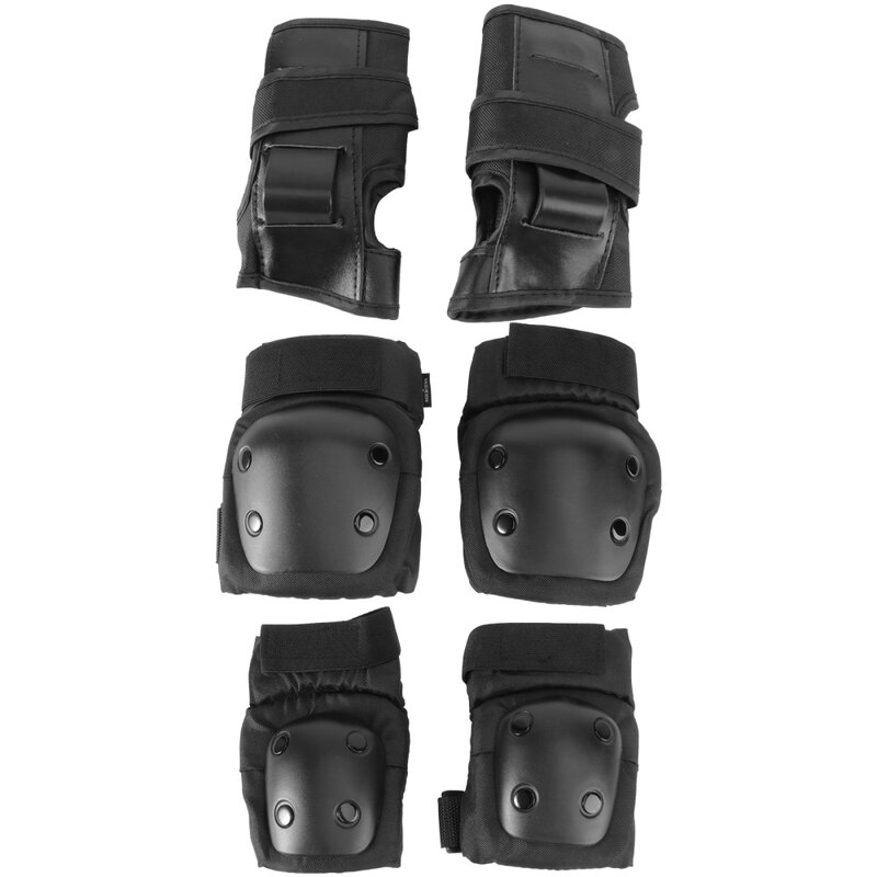 6pcs forniture per la difesa del pattinaggio protezione del gomito ginocchiera protezione del polso sport protezioni sportive all'aperto per bambini adulti (dimensioni nere sotto