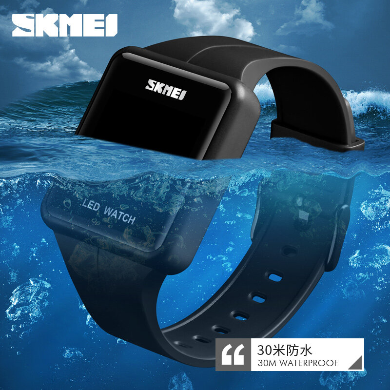SKMEI-reloj Digital para hombre y mujer, cronógrafo electrónico de silicona con pantalla LED, deportivo, masculino