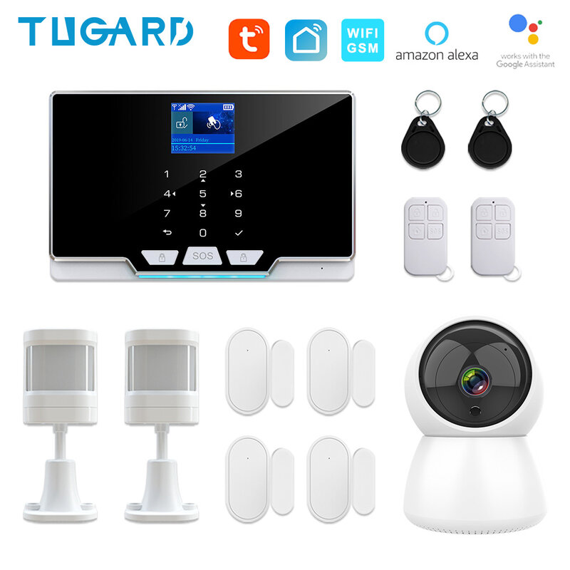 TUGARD-G20 Tuya WIFI GSM 홈 경보 시스템 433Mhz 무선 하우스 보안 도난 경보 키트, 1080P IP 감시 카메라 시스템