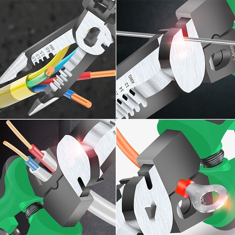 Alicate eletricista multifuncional alicate longo nariz fio stripper cabo cortador terminal ferramentas de friso mão