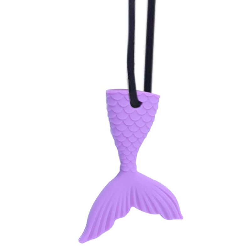 50LE Baby Beißring Halskette Silikon Fischschwanz Form Anhänger Kauen Zahnen Schnuller