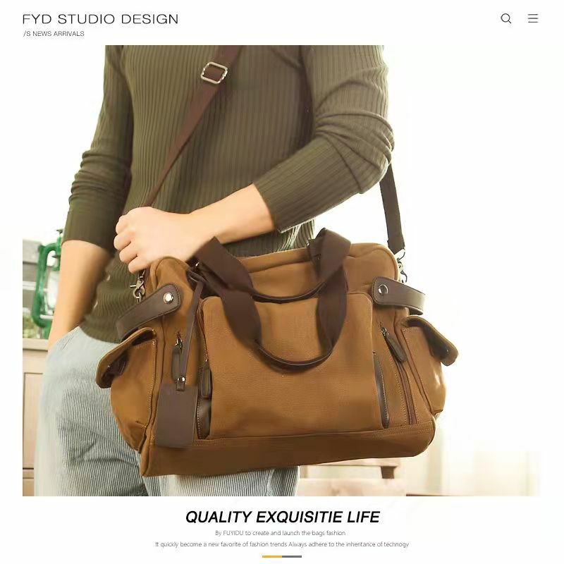 Men's Canvas Bag Shoulder Bag Casual Messenger Bag Large-capacity Portable Travel Bag Business Bag Handbags