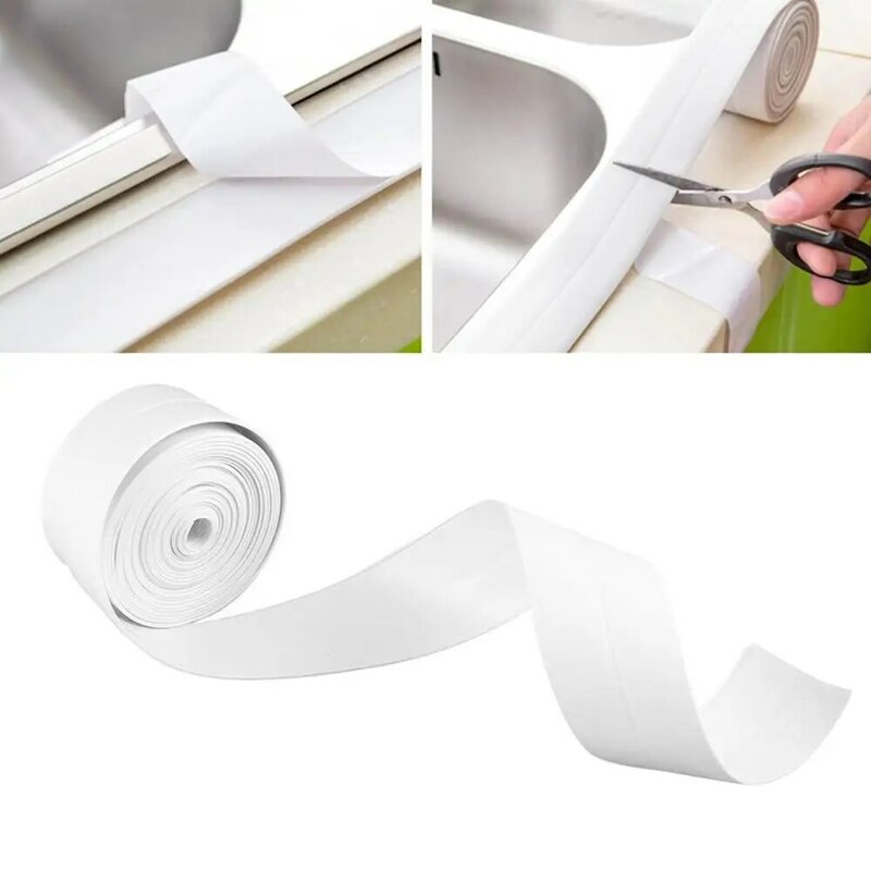 シンクシーリング用の白いpvc粘着テープ,バスルームキッチン用の防水ウォールステッカー,3.4m x 38mm