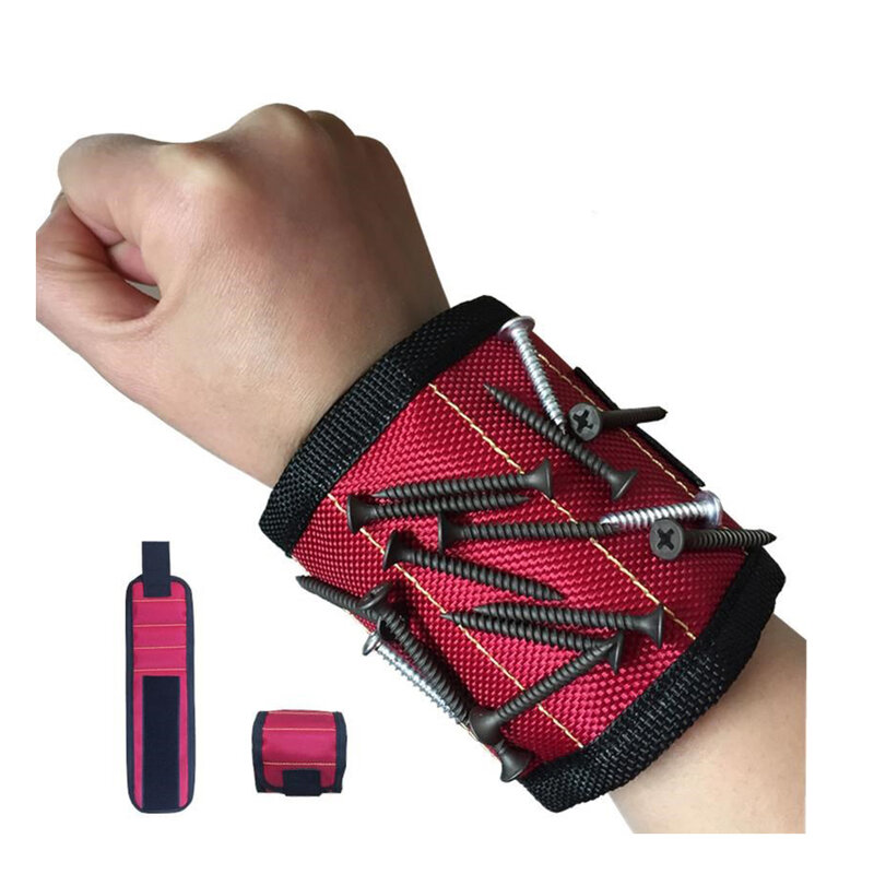 Magnetic Wristband Portable Tool Bag Strong Magnetic Wristband Adjustable Tool for Screws Nails Nuts Bolts Drill Bits Tool Kit