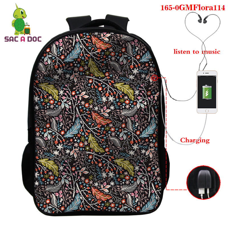 Школьный ранец с 3d цветочным принтом для девочек и мальчиков-подростков, рюкзак для ноутбука, сумка на плечо для мужчин и женщин, дорожная су...