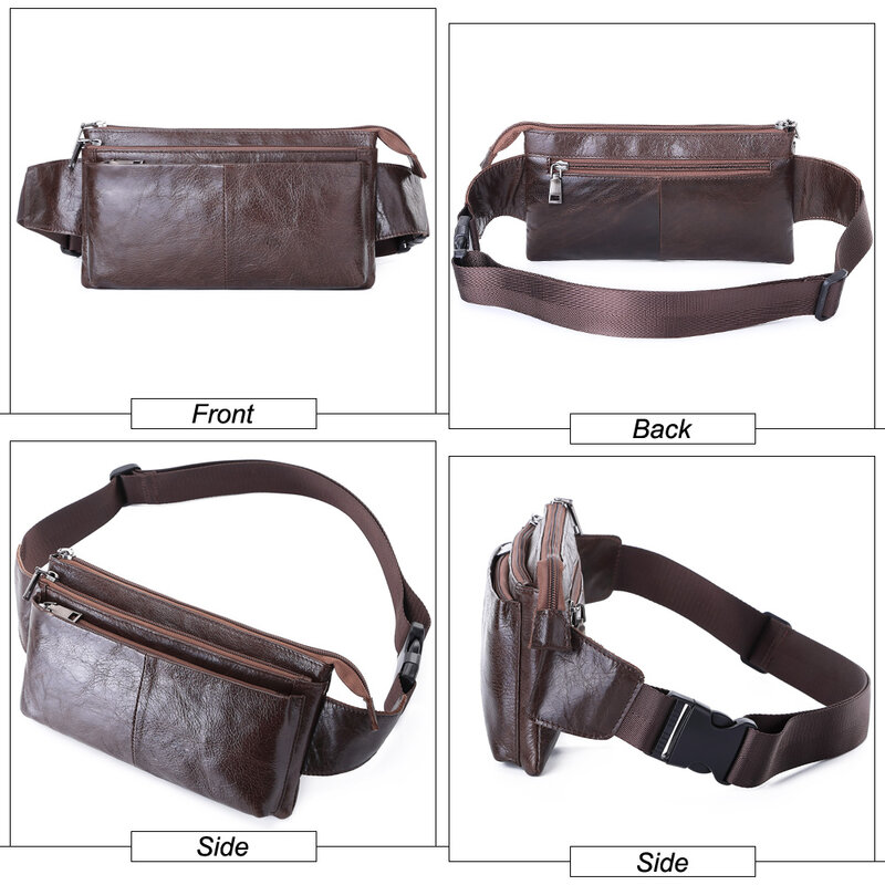 MISFITS cow leather waist bag for men travel waist pack vintage small fanny pack male belt pouch bag casual cell phone chest bag