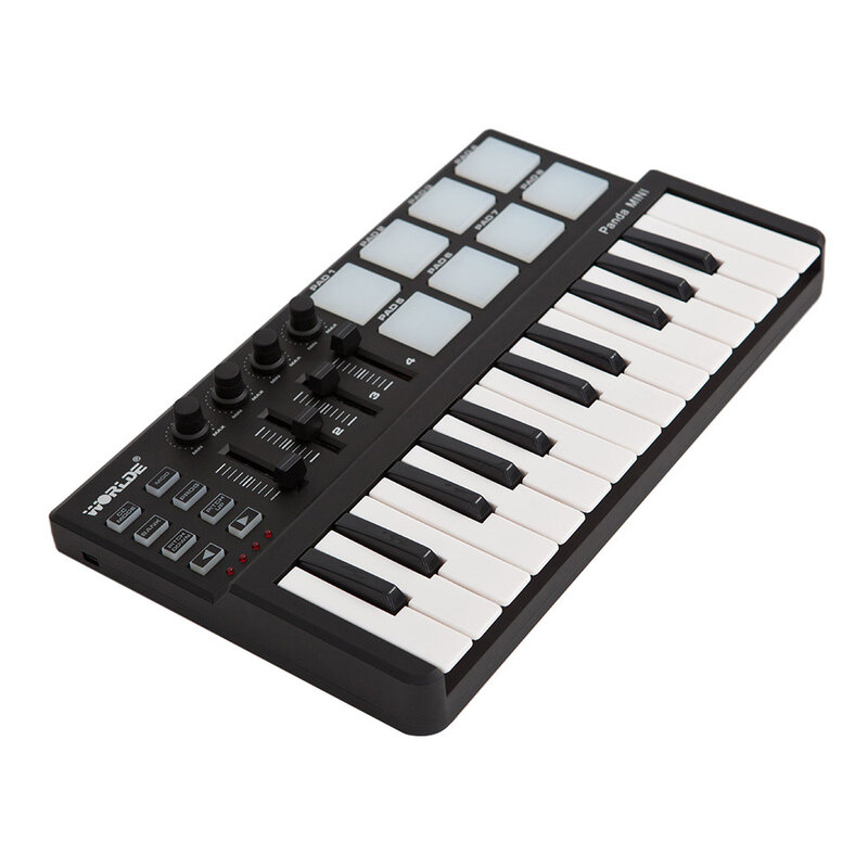 Panda mini teclado midi usb ultra-portátil, controle de 25 teclas, 8 cores, retroiluminado, almofadas de gatilho