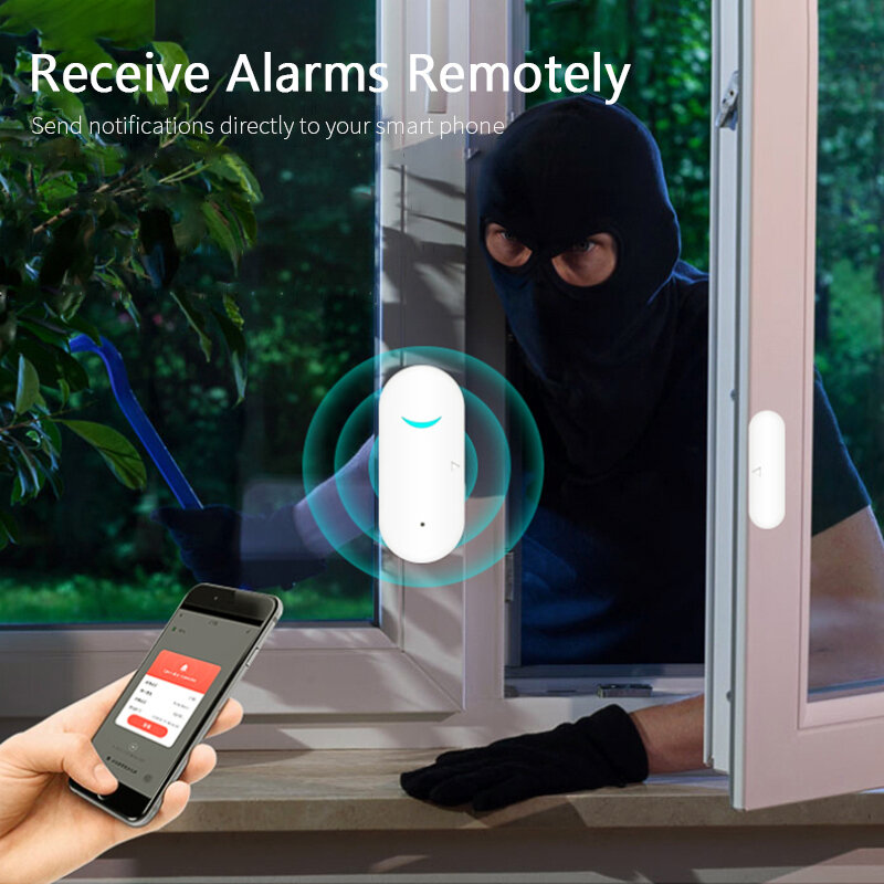Tuya Smart WiFi Door Sensor Door Open / Closed Detectors Window Sensor App Notification Alert Alarm Support Alexa Google Home
