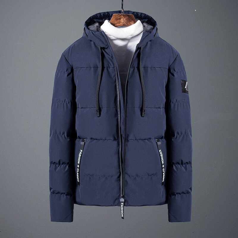 Winter Man Cotton-padded Clothes Loose Coat Self-cultivation Leisure Time Solid Color Even Cotton Cap Youth Men's Cotton-padded