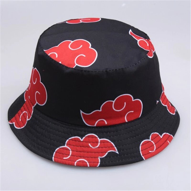Fashion Printed Bucket Hats for Women Men Summer Outdoor Red Cloud Fisherman Cap Cotton Japanese Anime Akatsuki Panama Flat Hats