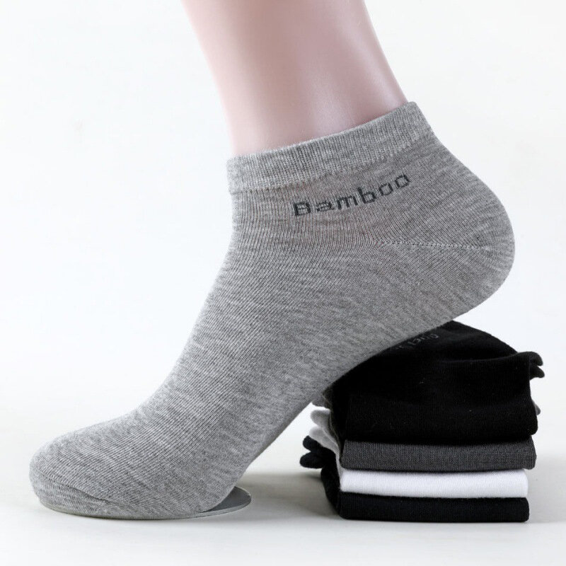 5 Pairs / Pack Men's Bamboo Fiber Socks Short High Quality New Casual Breatheable Anti-Bacterial Man Ankle Socks Men