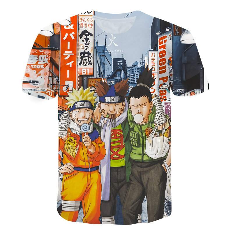 T-shirt col rond à manches courtes pour bébé garçon et fille, haut imprimé avec dessin animé japonais, vêtements pour enfants