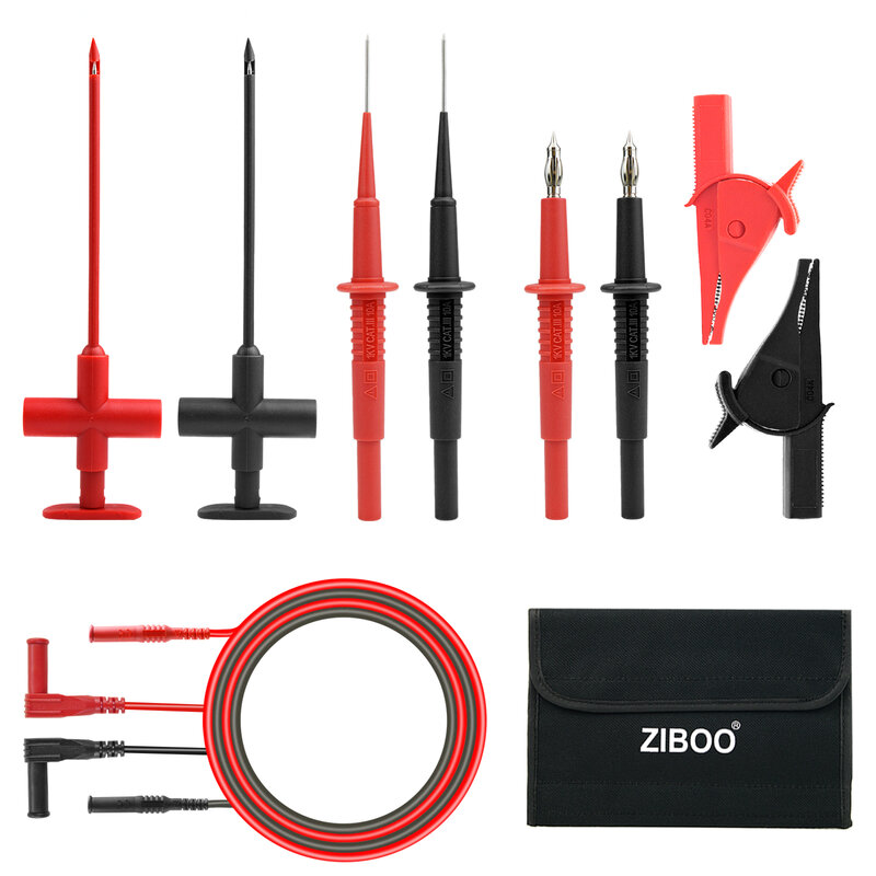 Ziboo kit-13 clipe de teste piercing de isolamento de kit de chumbo de teste automotivo, gancho banana jack primavera carregado kit de cobre, ponta de lanterna sonda.