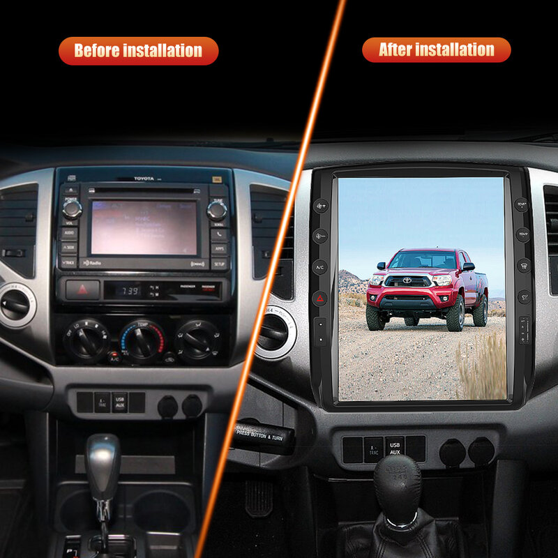 도요타 타코마 2005-2015 안드로이드 라디오 헤드 유닛 멀티미디어 자동차 GPS 네비게이션 스테레오, 안드로이드 9.0 4 + 64GB T-스타일 12.1 ''HD