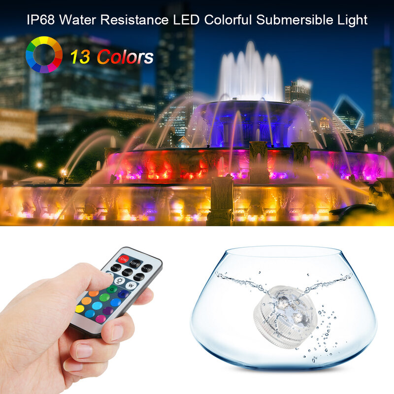 IP68 Waterproof Battery Operated Multi Color Submersible LED Underwater Light for Fish Tank Pond Swimming Pool Wedding Party