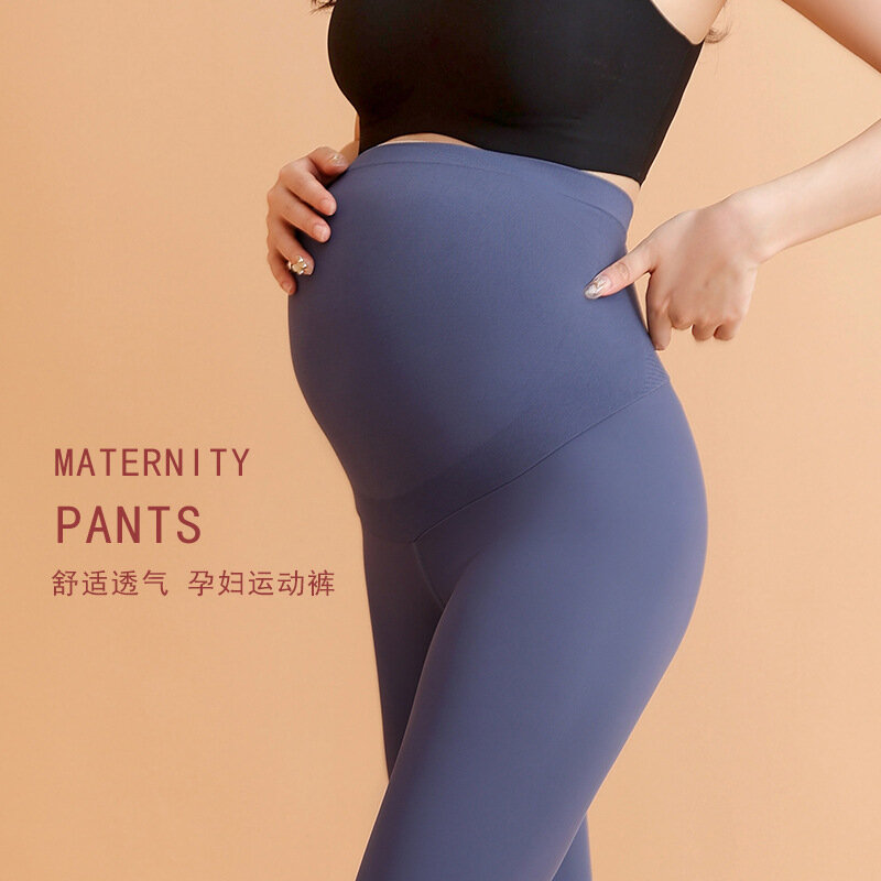 Spring Autumn Nylon Maternity Legging Sports Casual Yoga High Waist Belly Pencil Pants Clothes for Pregnant Women Pregnancy