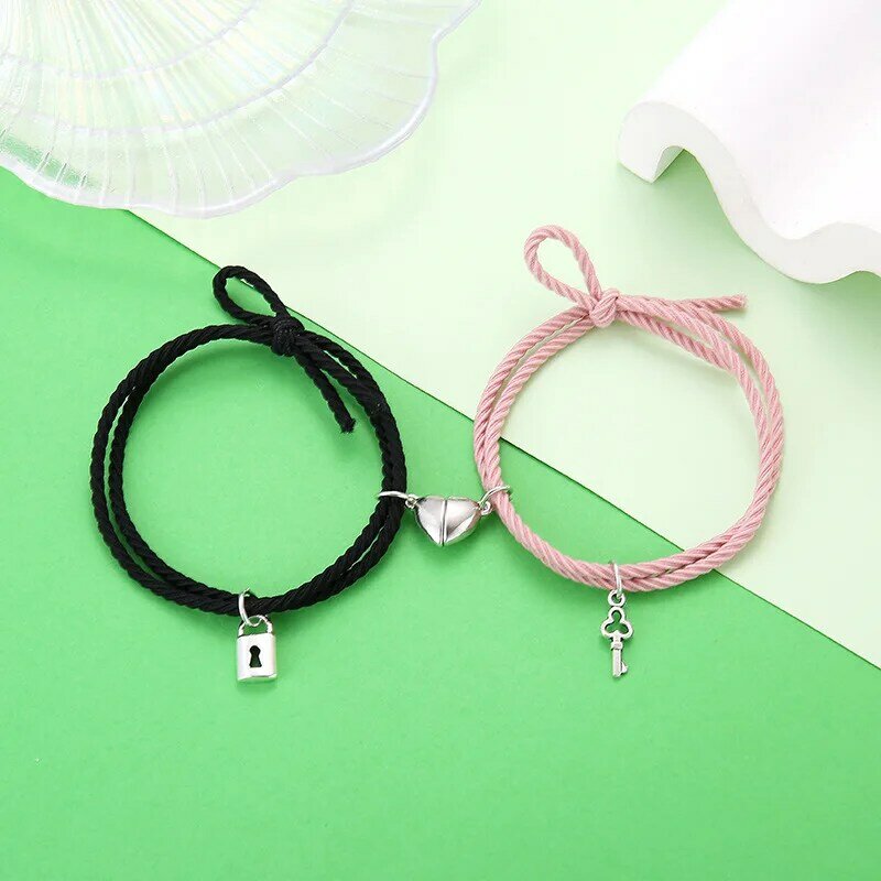 Fashion Magnet Paired Couple Bracelet For Lovers Distance Braslet For Women Men Braided String Brazalete Minimalist Jewelry Gift