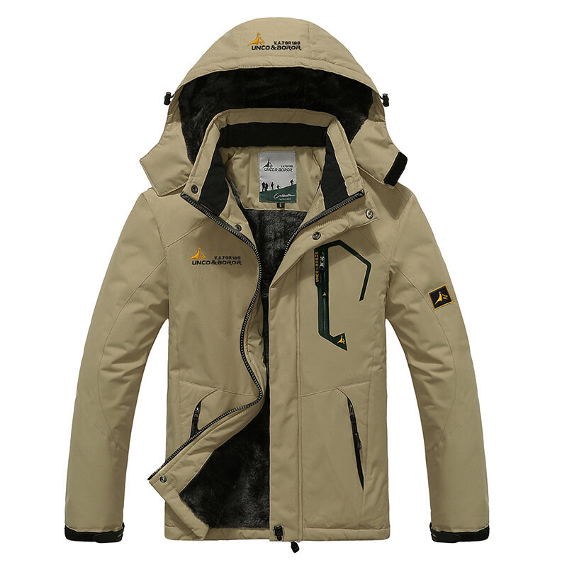 Parka con capucha para hombre, abrigo grueso y cálido de terciopelo, uniforme militar, chaqueta de gran tamaño, a prueba de viento, de invierno
