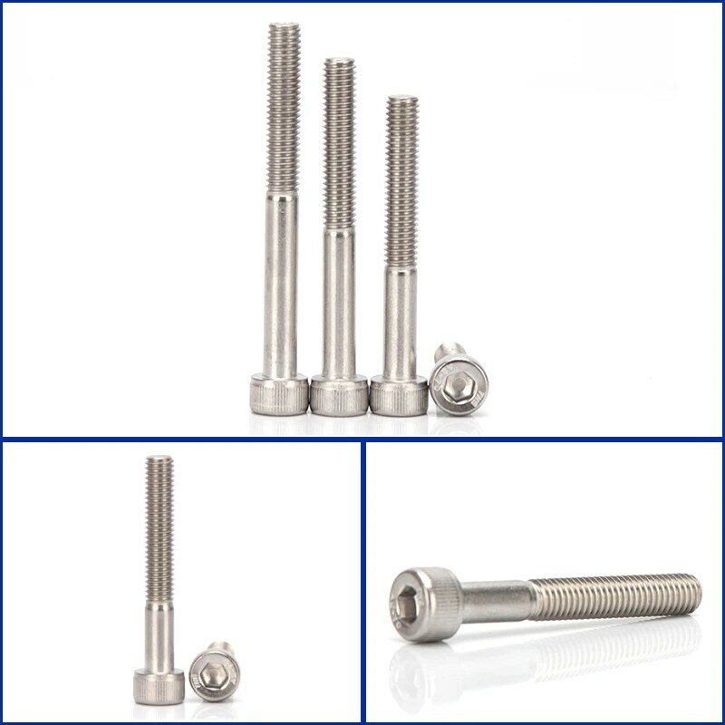 Stainless Steel 304 Hex Hexagon Socket Head Bolt with Half Thread M4 M5 M6  Screws Bolts Solid Fasteners Length 30mm-90mm