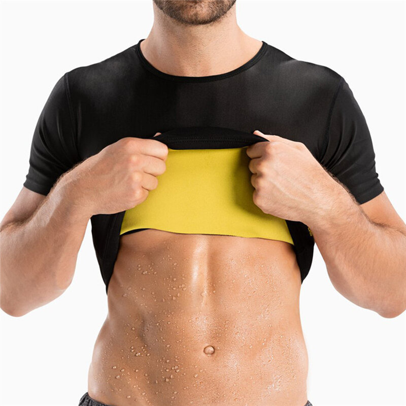 الرجال الحرارية محدد شكل الجسم قميص التخسيس المشكل ضغط سترة رياضية علوية النيوبرين مدرب خصر حرق الدهون فقدان الوزن سترة تي شيرت