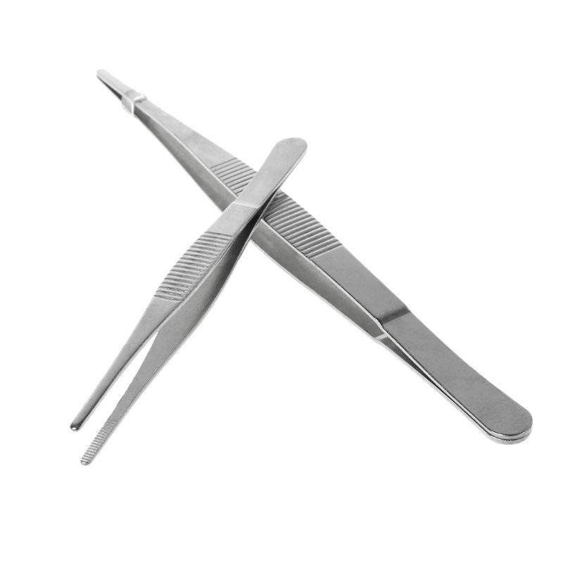 Toothed Tweezers Barbecue Stainless Steel Long Food Tongs Straight Home Tweezer Garden Kitchen BBQ Tool 7 Sizes
