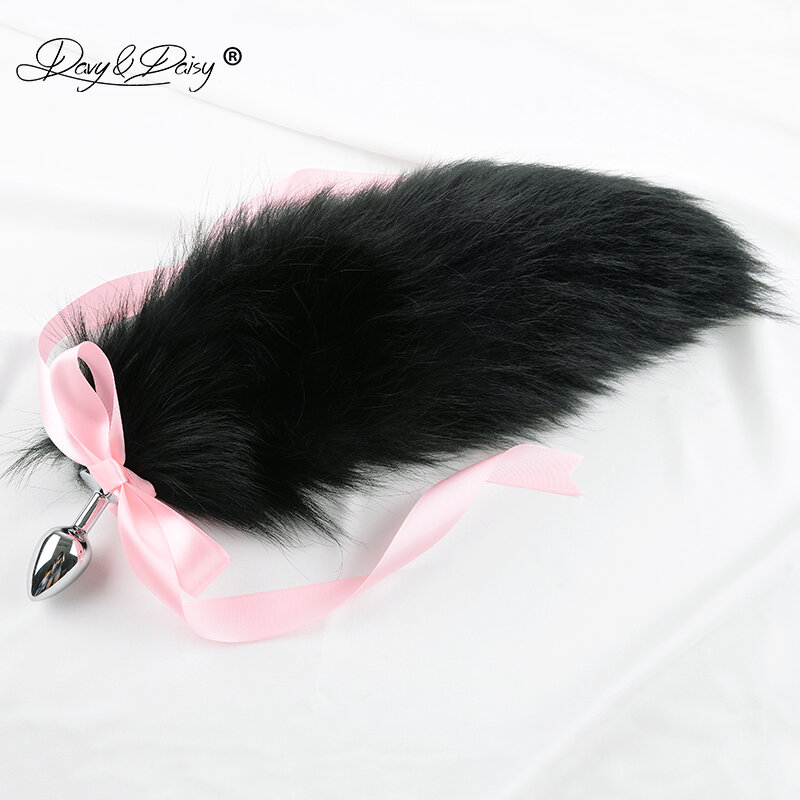DAVYDAISY Cute 3 Pieces Anal Plug Set Choker Cat Ears Fox Tail Butt Plug Anal Toy Butt Toy Tail Plug Cosplay Adult Toy AC120