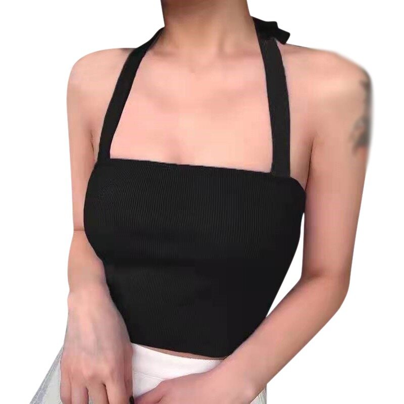Efinny blusa feminina de cor sólida, top sexy de halter branco e de cor sólida, 2021, verão, para mulheres